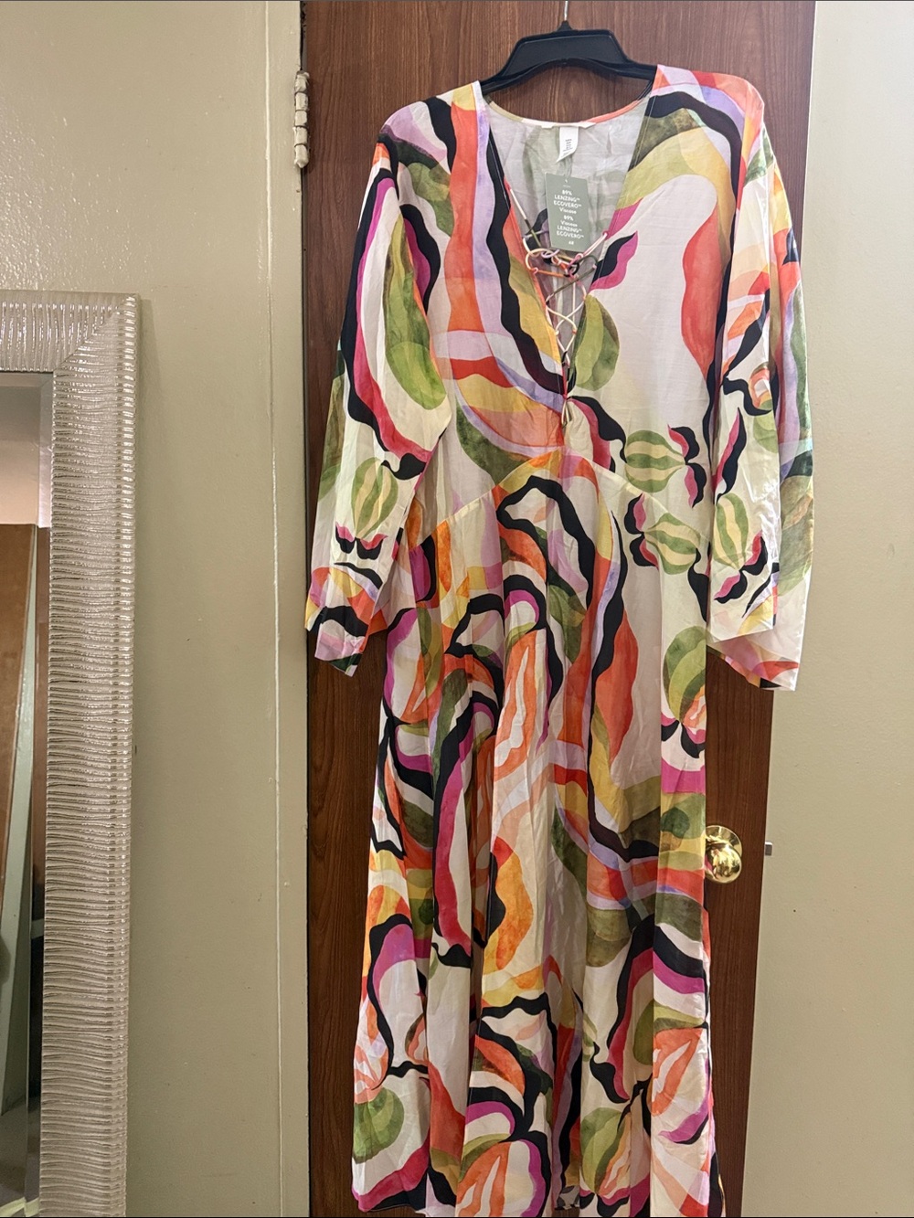 H&M Multicolor Abstract Print Maxi Dress (White Base)